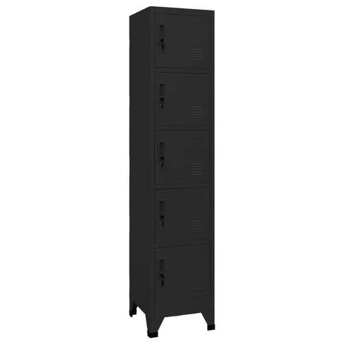 Locker Cabinet Black 38x40x180 cm Steel