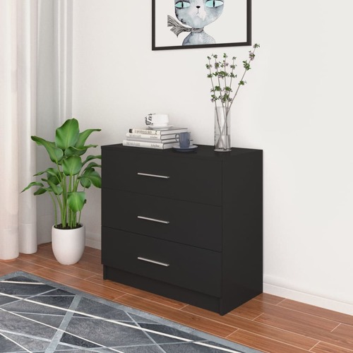 Chest of Drawers Chipboard 71x35x68 cm Black