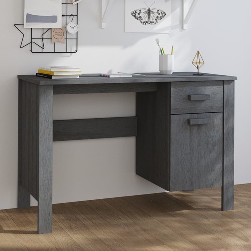 Desk Dark Grey 113x50x75 cm Solid Wood Pine