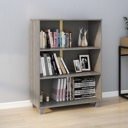 Book Cabinet Light Grey 85x35x112 cm Solid Wood Pine