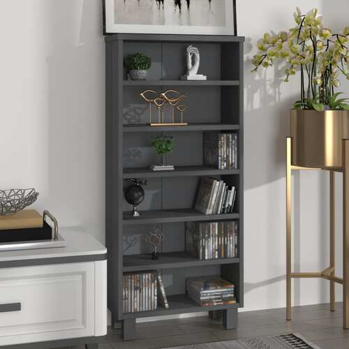 CD Cabinet Dark Grey 45x18x100 cm Solid Wood Pine
