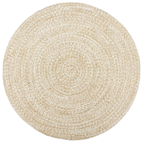 Handmade Rug Jute White and Brown 180 cm