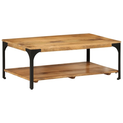 2-Layer Coffee Table 100x55x38 cm Solid Wood Mango and Steel