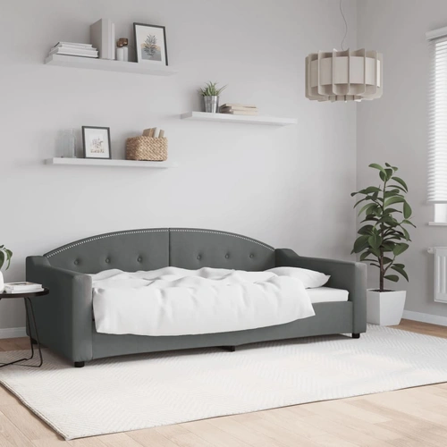 Day Bed without Mattress Dark Grey 90x190 cm Fabric