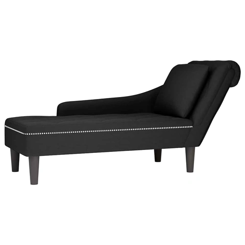 Chaise Lounge with Pillow and Right Armrest Black Velvet