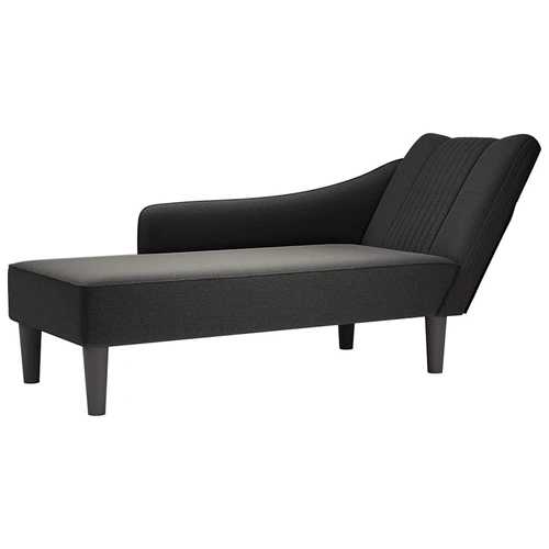 Chaise Lounge with Right Armrest Black Fabric