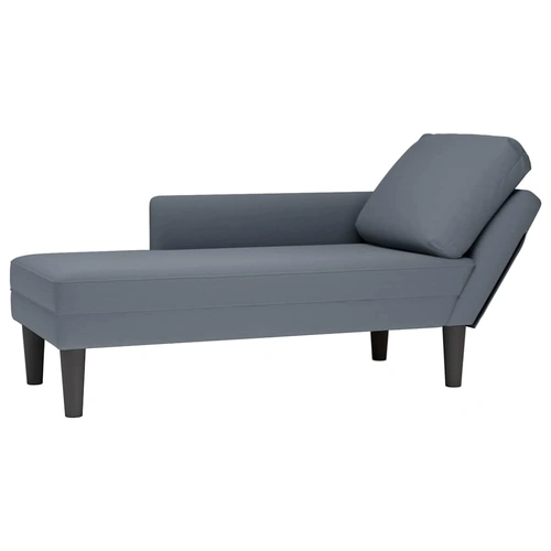 Chaise Lounge with Pillow and Right Armrest Dark Grey Velvet