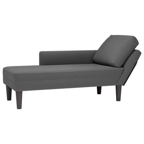 Chaise Lounge with Pillow Dark Grey Corduroy Fabric