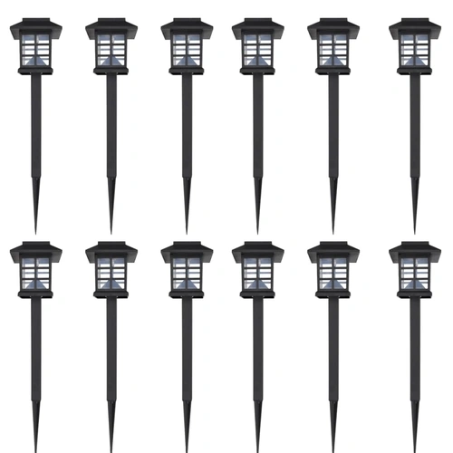Outdoor Solar Lamp LED Light Set 12 pcs with Spike 8.6 x 8.6 x 38 cm