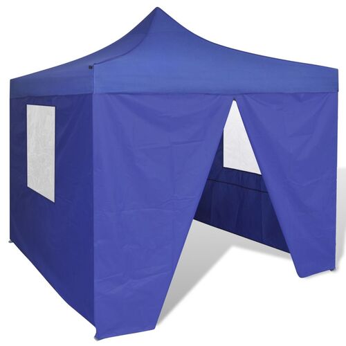 Blue Foldable Tent 3x3 m with 4 Walls Blue