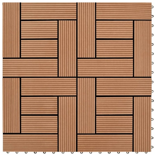 Decking Tiles WPC 1 sqm Brown 11 pcs 30 x 30 cm