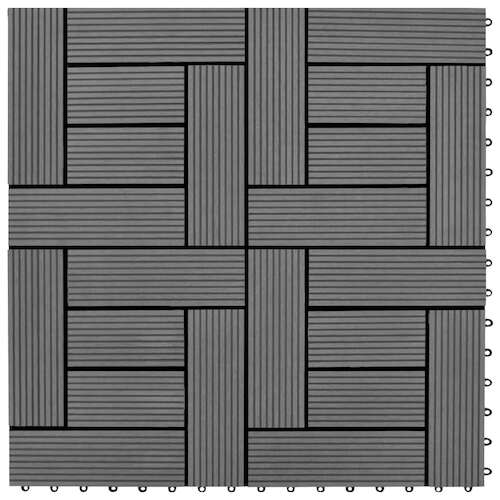 Decking Tiles WPC 1 sqm Grey 11 pcs 30 x 30 cm