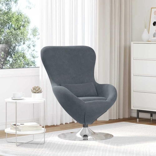 Egg Chair Dark grey 63 x 73 x 90 cm Velvet
