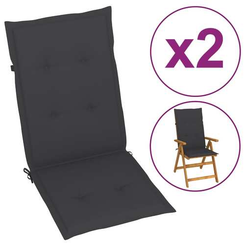 43177 Garden Chair Cushions 2 pcs Anthracite 120x50x4 cm
