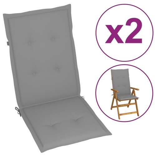 43179 Garden Chair Cushions 2 pcs Grey 120x50x4 cm