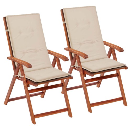 43181 Garden Chair Cushions 2 pcs Cream 120x50x4 cm