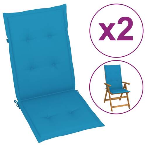 43183 Garden Chair Cushions 2 pcs Blue 120x50x4 cm