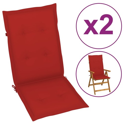 43187 Garden Chair Cushions 2 pcs Red 120x50x4 cm