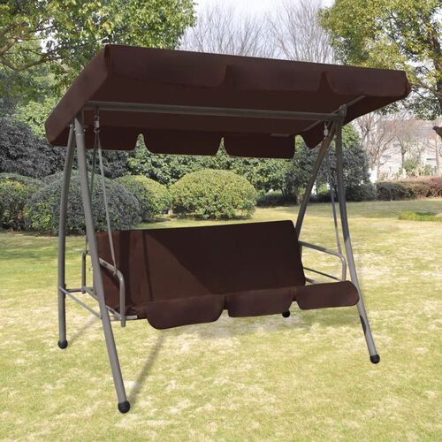 Outdoor Swing Bench with Canopy Coffee