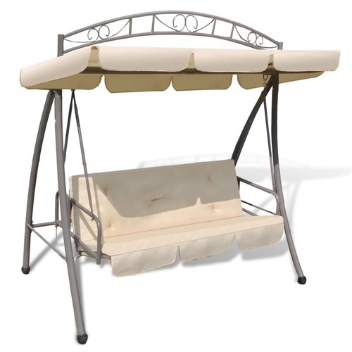 43241 Outdoor Convertible Swing Bench with Canopy Sand White