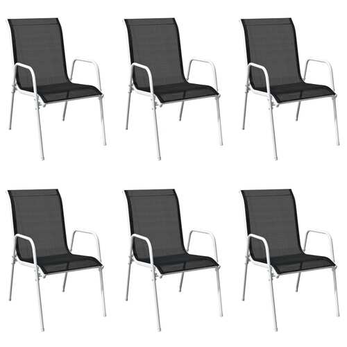 Stackable Garden Chairs 6 pcs Steel and Textilene Black