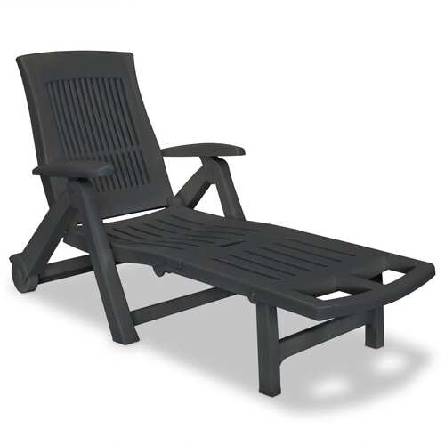 Sun Lounger with Footrest Plastic Anthracite