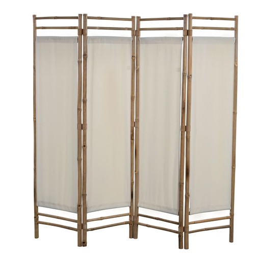 Folding 4-Panel Room Divider Bamboo and Canvas 160 cm