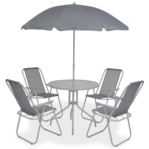 6 Piece Outdoor Dining Set Steel and Textilene Grey