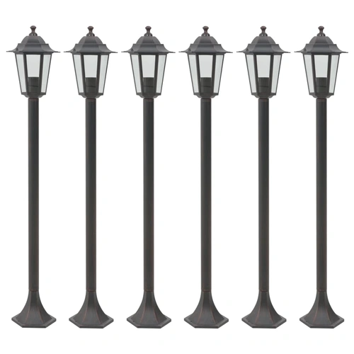 Garden Post Lights 6 pcs E27 110 cm Aluminium Bronze