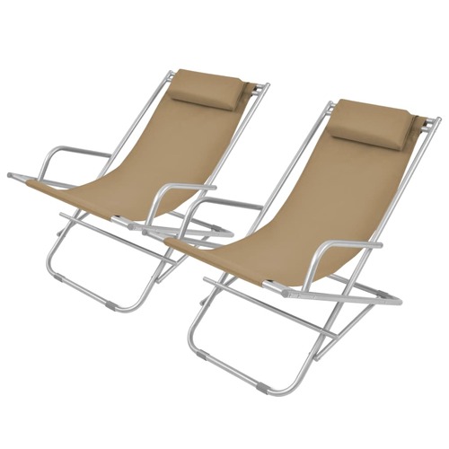 Reclining Deck Chairs 2 pcs Steel Taupe