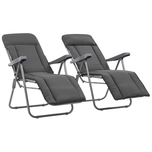 Folding Garden Chairs with Cushions 2 pcs Grey