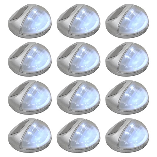 Outdoor Solar Wall Lamps LED 12 pcs Round Silver