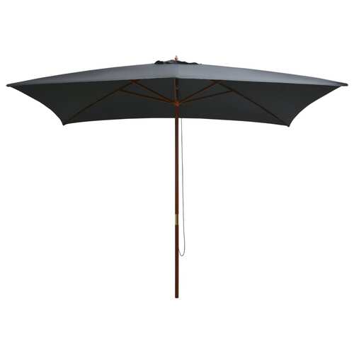 Outdoor Parasol with Wooden Pole 200x300 cm Anthracite