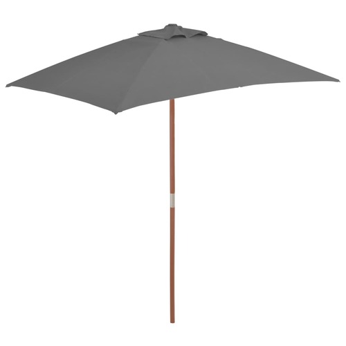 Outdoor Parasol with Wooden Pole 150x200 cm Anthracite