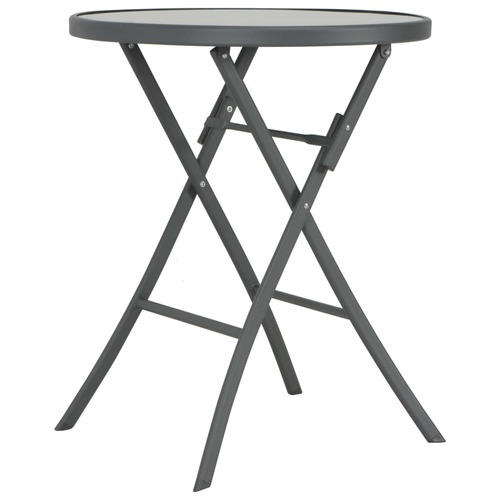 Folding Bistro Table Grey 60x70 cm Glass and Steel