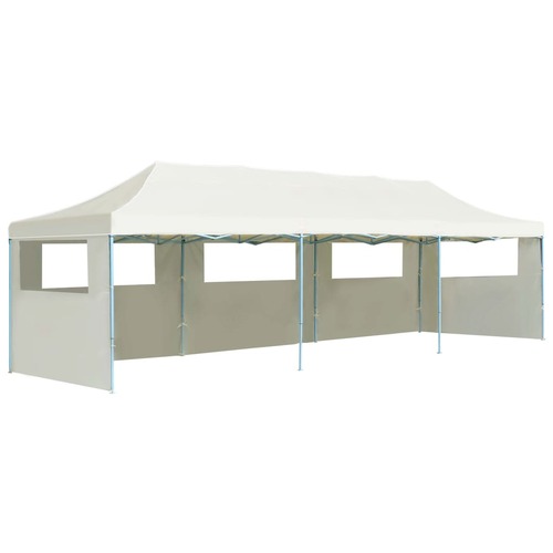 Folding Pop-up Party Tent with 5 Sidewalls 3x9 m Cream