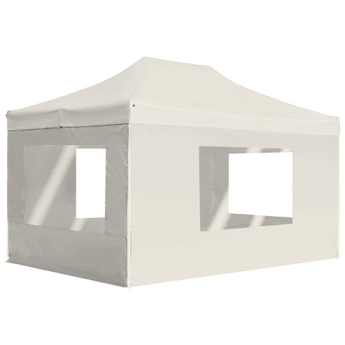 Professional Folding Party Tent with Walls Aluminium 4.5x3 m Cream