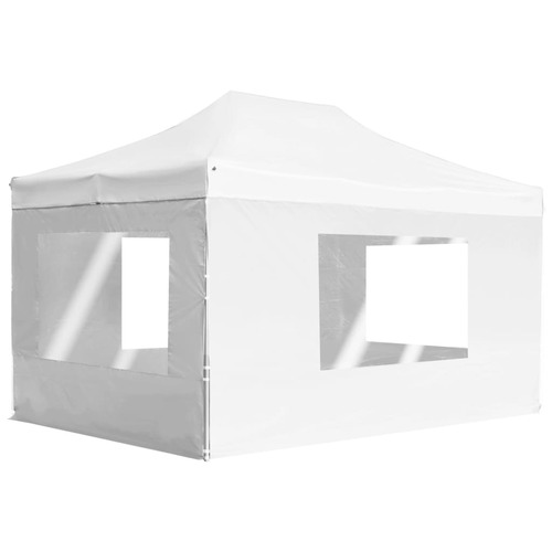 Professional Folding Party Tent with Walls Aluminium 4.5x3 m White