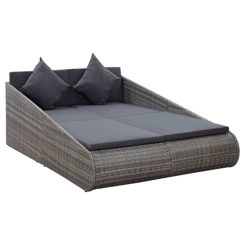 Garden Bed Grey 110x200 cm Poly Rattan