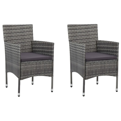 idaXL Garden Dining Chairs 2 pcs Poly Rattan Grey