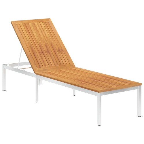 Sun Lounger Solid Acacia Wood and Stainless Steel