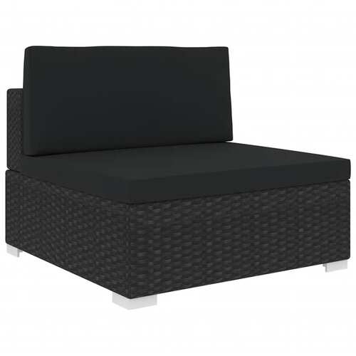 Sectional Middle Seat 1 pc with Cushions Poly Rattan Black