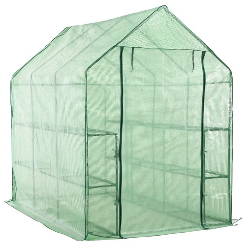 Walk-in Greenhouse with 12 Shelves Steel 143x214x196 cm