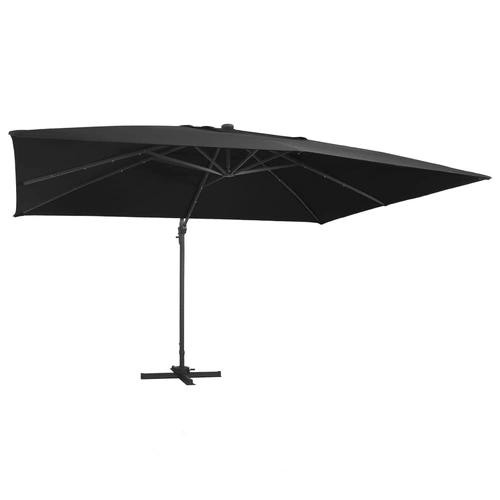 Cantilever Garden Parasol with LED Lights and Aluminium Pole 400x300 cm Black