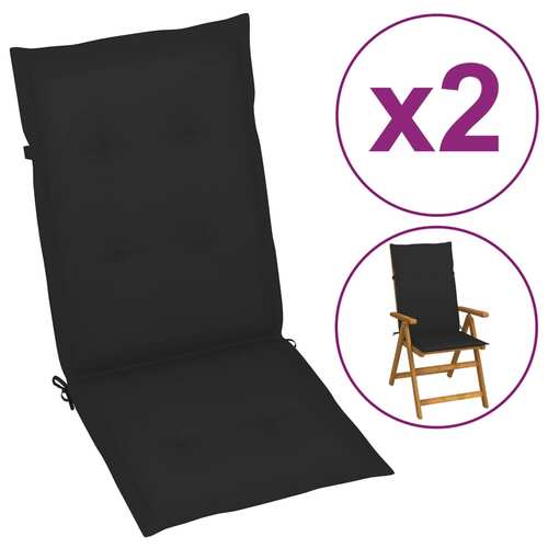 47538 Garden Chair Cushions 2 pcs Black 120x50x4 cm