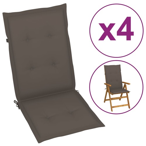 47541 Garden Chair Cushions 4 pcs Taupe 120x50x4 cm