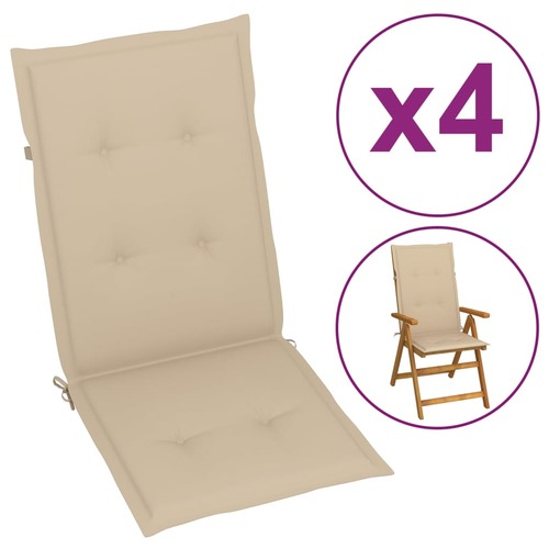 47543 Garden Chair Cushions 4 pcs Beige 120x50x4 cm