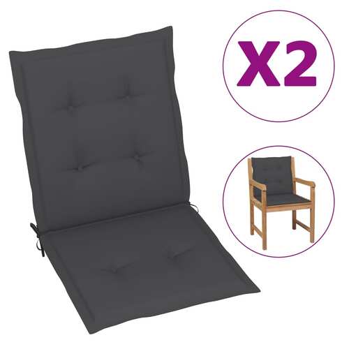 47548 Garden Chair Cushions 2 pcs Anthracite 100x50x4 cm