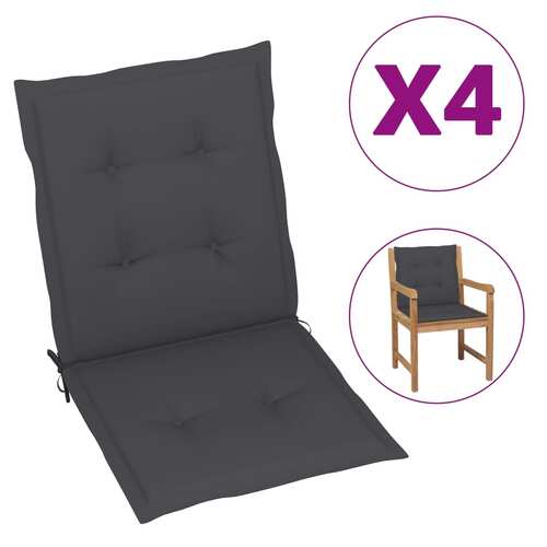 47549 Garden Chair Cushions 4 pcs Anthracite 100x50x4 cm