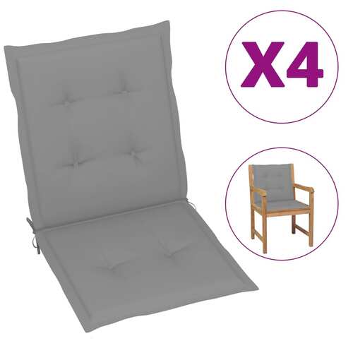 47551 Garden Chair Cushions 4 pcs Grey 100x50x4 cm